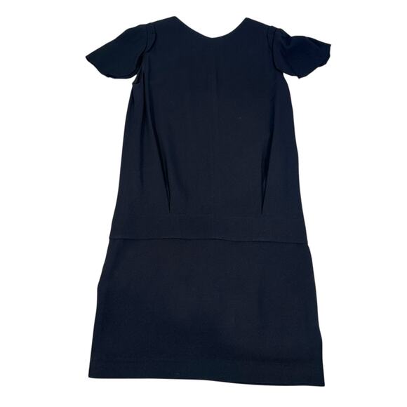 Maje Mini Dress Womens 36 Black Cap Sleeves Round Neck Casual Front Twist Detail - Picture 2 of 9